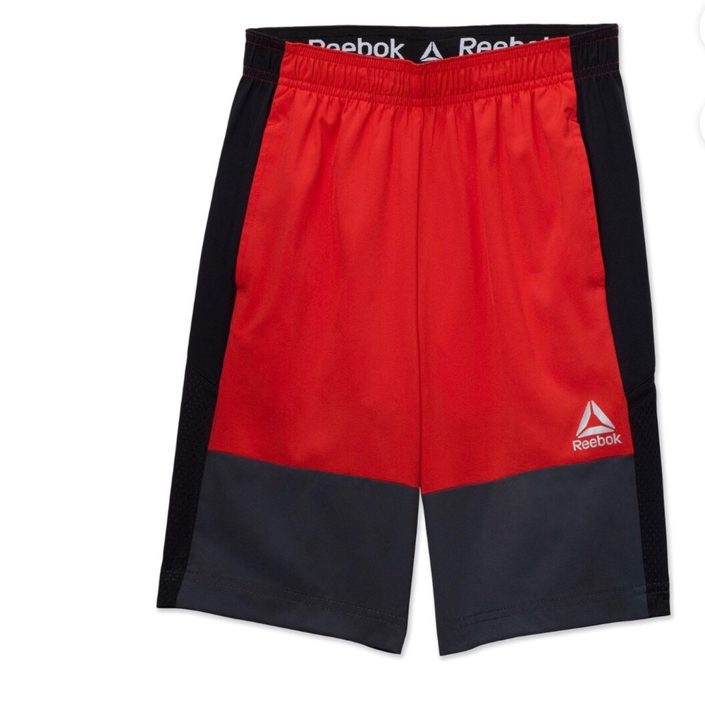 Boys athletic red colorblock active‎ breathable mesh shorts size 8 (medium) new